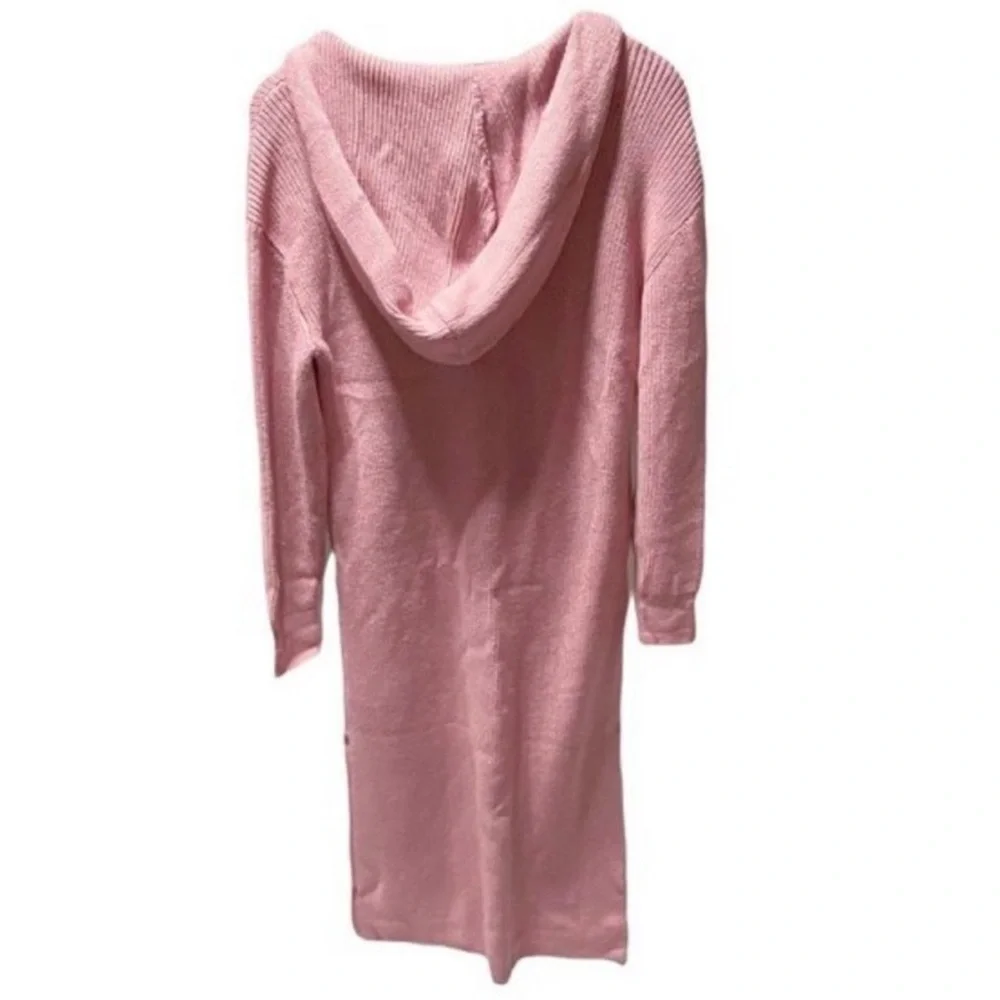 NWOT Free People Beach Claudia Sweater Knit Midi Dress with Hood Pink L